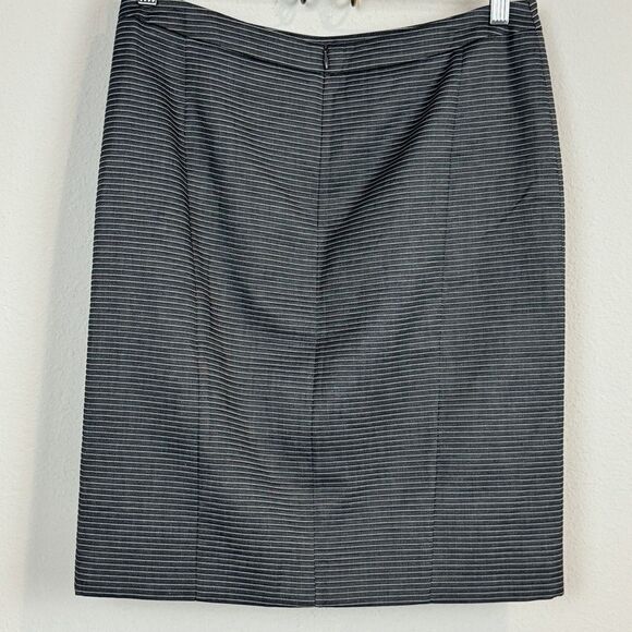 Akris Punto Grey Striped Cotton Pencil Skirt 8 - Picture 4 of 8